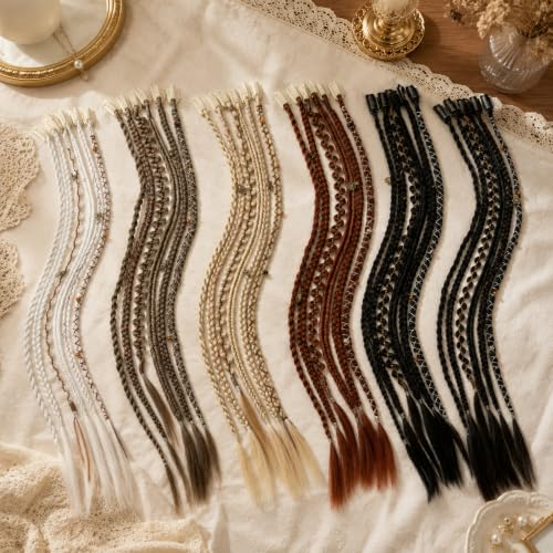 Polyugs 22-Inch Boho Clip-In Braid Extensions with Beads, 6-Piece Set