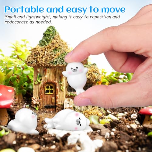 Mini Resin Seal Figurines - 4Pcs Adorable Ocean Decor
