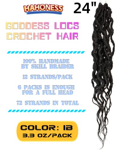 Goddess Faux Locs Crochet Hair 24 Inches 6 Packs Natural Black Wavy Dreadlocks