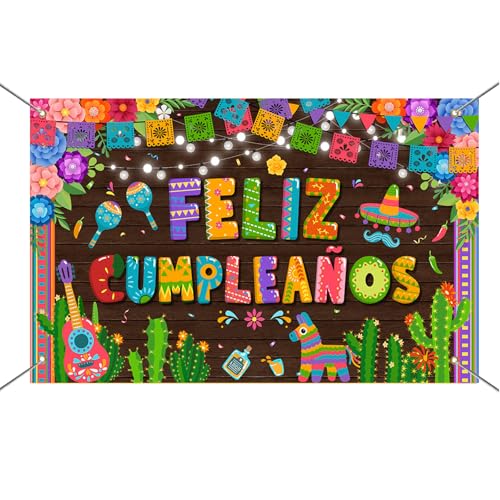 Feliz Cumpleaños Banner Backdrop - Mexican Birthday Party Decor