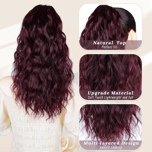 MAYSA Dark Burgundy Ponytail Extension - 14 Inch Claw Clip Hairpiece