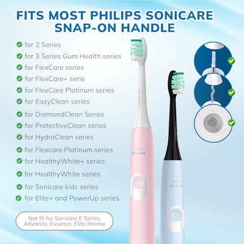 CloudDent 16 Pack Replacement Toothbrush Heads for Philips Sonicare (Black/White)