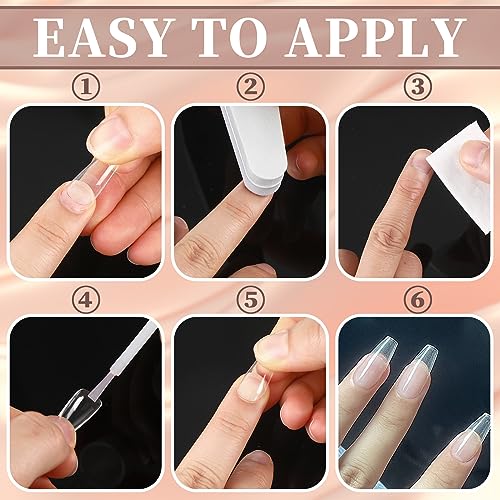 FEBSNOW 600pcs Clear Coffin Nail Tips - Full Cover Acrylic Press On