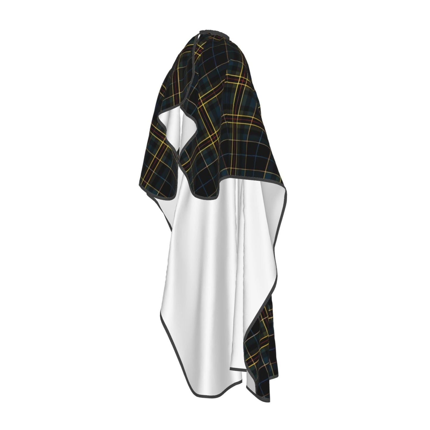 Dark Black Blue Checkered Yellow Lines Adult Professional Hair Cutting Cape Adjustable Snap Large Size 55x66 in