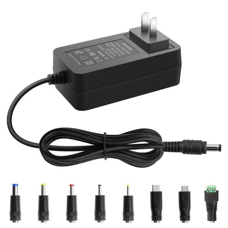 Arkare 5V 4A Power Supply Adapter 20W 4.9FT AC/DC Charger AC 100V-240V to DC 5V 4A 3.5A 3A 2.5A 2A 1.5A 1A Power Adapter for Jetson Nano Raspberry Pi Security Camera Monitor Graco Swing with 8TIPS