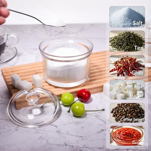 Premium 6 oz Clear Glass Sugar Bowl with Lid & Spoon