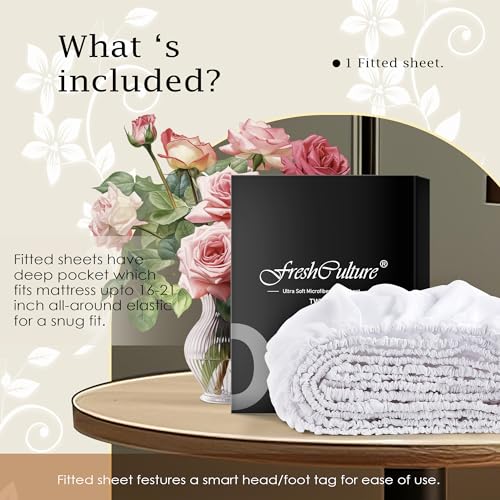 FreshCulture Twin XL Fitted Sheet - Ultra Soft Microfiber Bedding