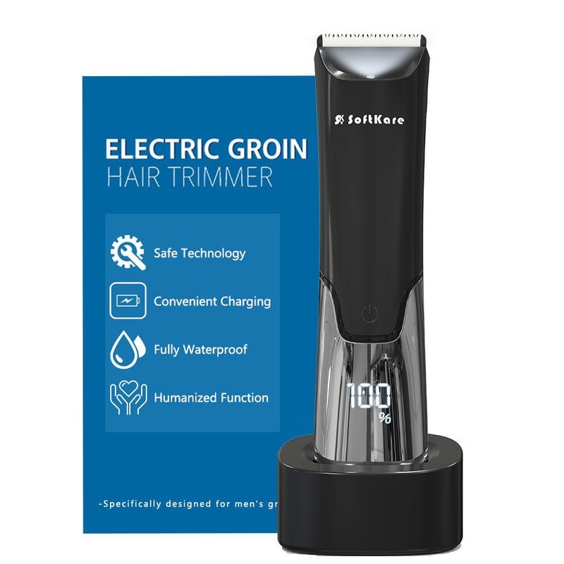 Body Hair Trimmer for Men Manscape - Electric Safe Shaver Pubic Hair Groomer LED Light Ball Razor Waterproof Mens Trimmers Rechargeable Cordless Replaceable Ceramic Blade Clipper Wet/Dry Smooth