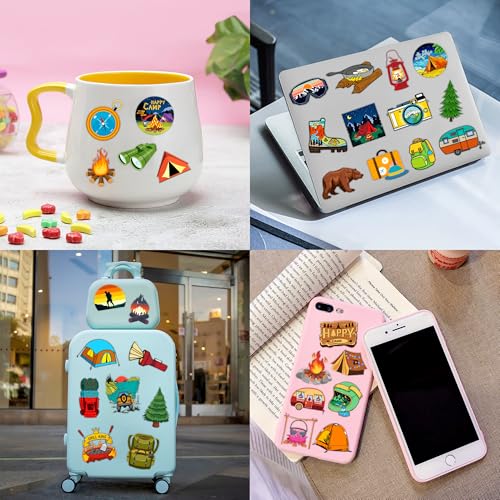 60 PCS Camping Temporary Tattoos for Kids - Pre-Cut Fun Stickers