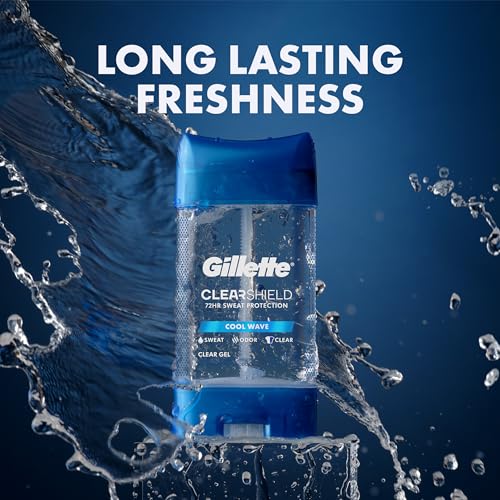 Gillette Cool Wave Clear Gel Antiperspirant for Men, 72hr Odor Protection, 3.8oz (Pack of 2)