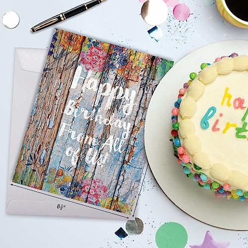 Large Floral Birthday Card for Women - Happy Birthday from All of Us
