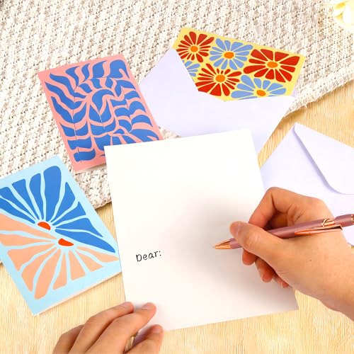 24 Pack Blank Greeting Cards with Envelopes & Stickers - 4x6 Inch Abstract Floral Designs
