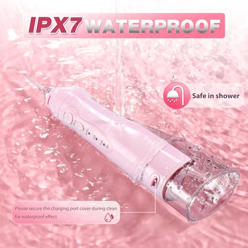 Tovendor Pink Cordless Water Flosser - 300ML Dental Irrigator with 3 Modes
