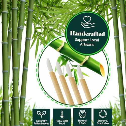 SANARITA 100Pcs Disposable Lip Brush Applicators with Bamboo Handles Makeup Tools