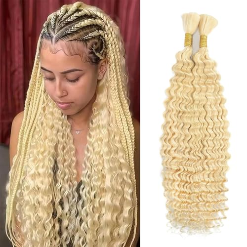 GveoXvo #613 Blonde Deep Wave Human Braiding Hair - 12 Inch 100g 2 Bundles