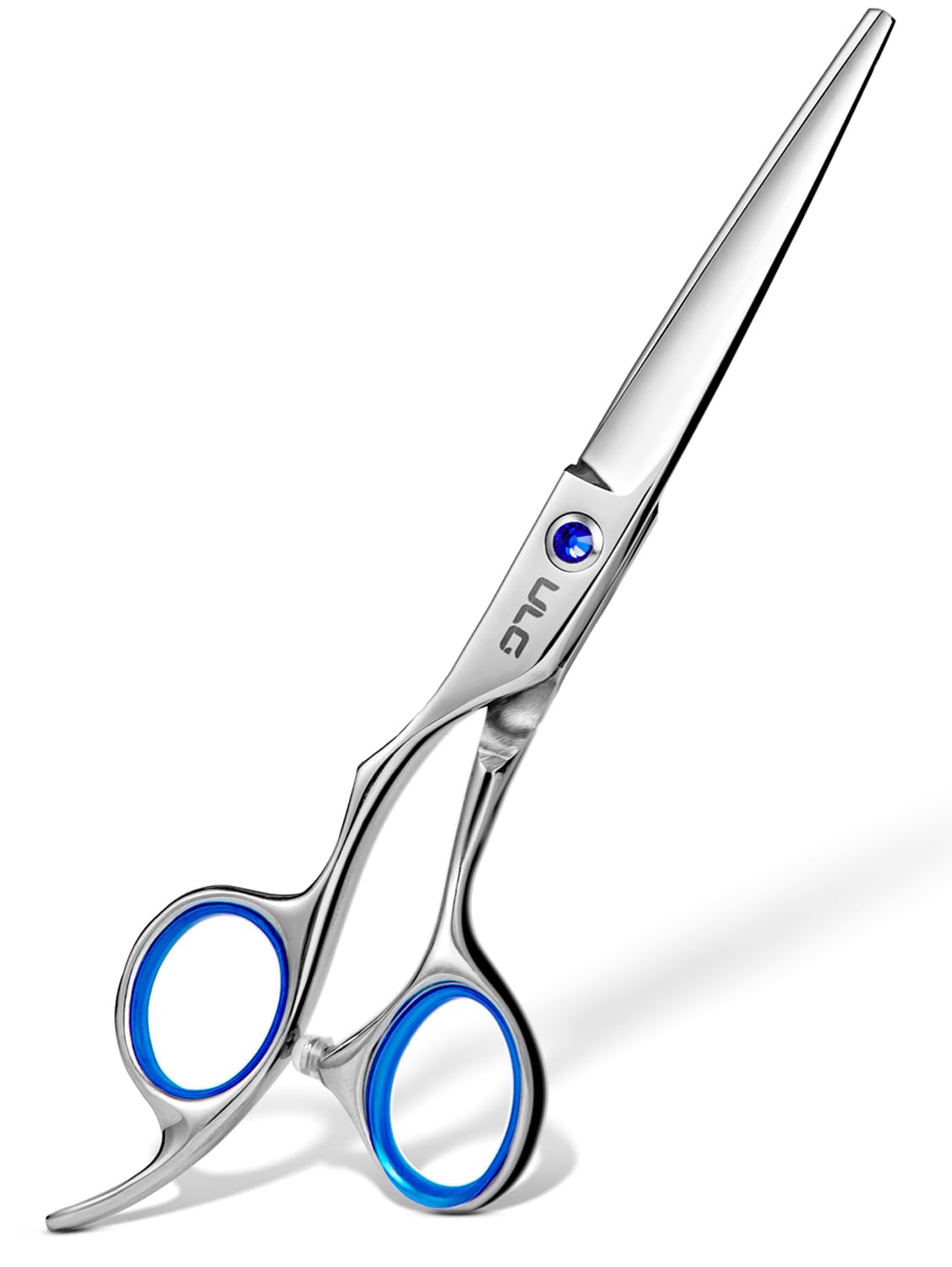 Left-Handed Hair Cutting Scissors - ULG 6.5-Inch Razor Edge Barber Shears | Japanese Stainless Steel, Blue Fingerhole Ring