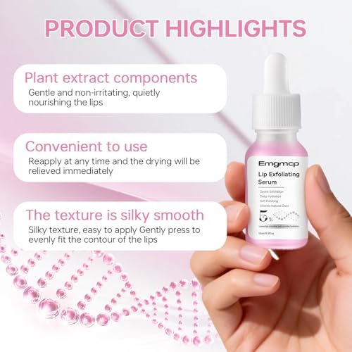 Emgmcp 5% PHA Exfoliating Lip Serum - Hydrating Overnight Lip Treatment
