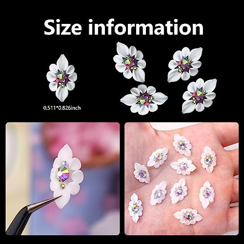 Kit2: 10 Pcs White 3D Simulation Flower Nail Charms – Acrylic Nail Art