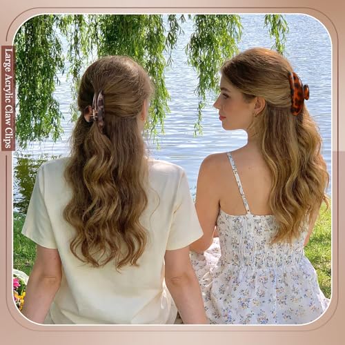 HairChrysm 4-Pack Large Acrylic Claw Clips for Thick and Fine Hair