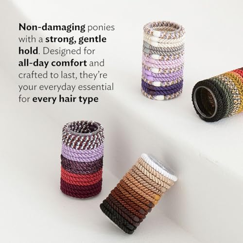 L. Erickson Colorful Ponytail Holders - 8 Pack for Thick Hair