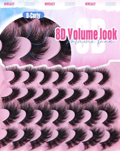 Newcally 8D Volume Faux Mink False Eyelashes - 14 Pairs Cat Eye Lashes