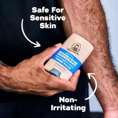 Dr. Squatch Invisible Glide Natural Men¡¯s Deodorant ? Smooth Glide, No Stains ? Aluminum Free Deodorant Men ? Safe for Sensitive Skin ? Fresh Falls + Wood Barrel Bourbon ? 2.65oz (2-Pack)