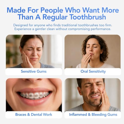 Ultra-Soft Toothbrush for Sensitive Gums with 2 Reusable Heads