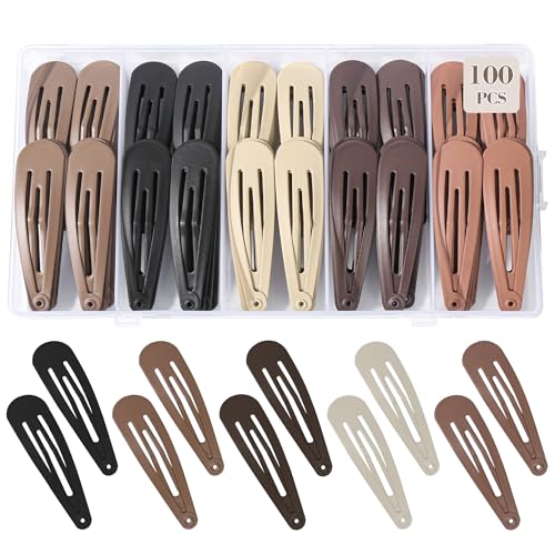100 Pcs No-Slip Metal Snap Hair Clips for Women & Girls - Matte Colors