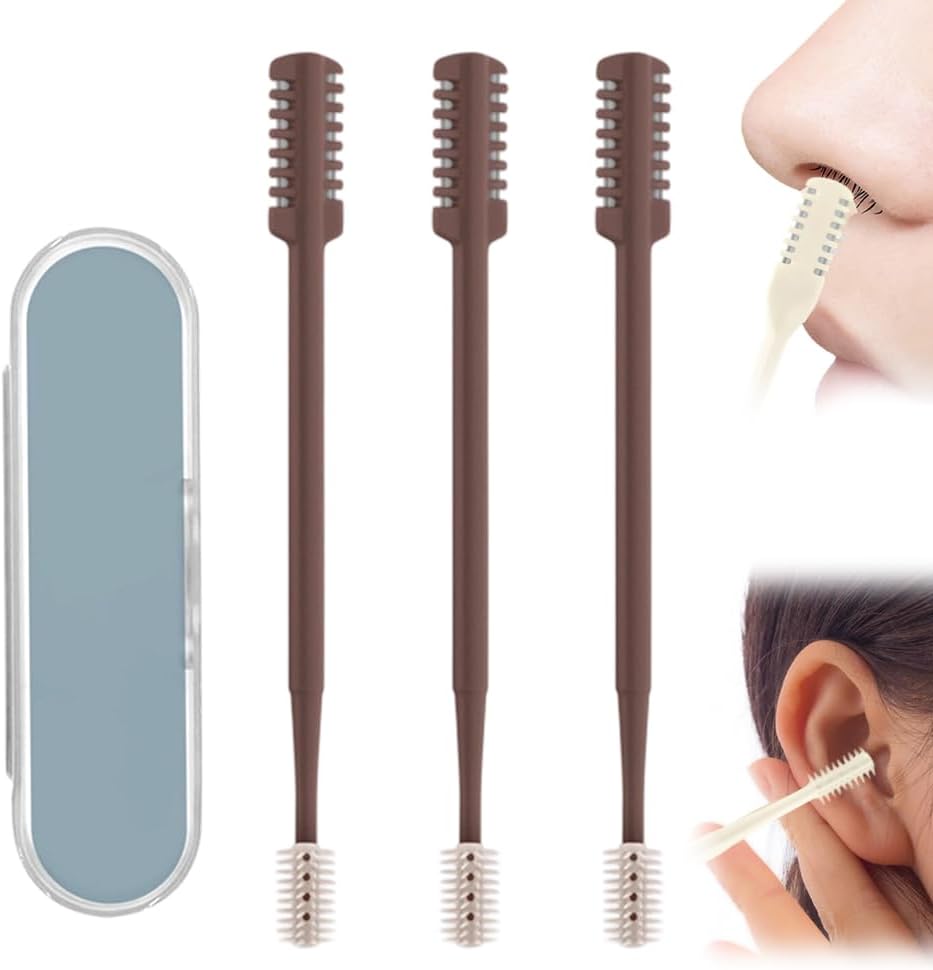 Nasal Hair Remover Tool - 360° Rotating Portable Manual Cutter | Travel Essentials, 3 PCS, Beige