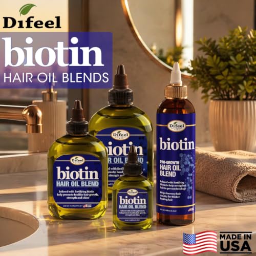 Difeel Biotin Hair Oil Blend - Lightweight Moisturizing Treatment, 12 oz