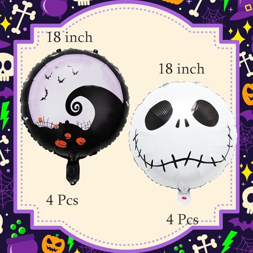 16Pcs Halloween Skull Balloons - Foil Decorations for Parties