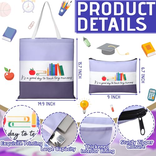 Teacher Appreciation Gift Set: 2-Piece Canvas Tote and Cosmetic Bag