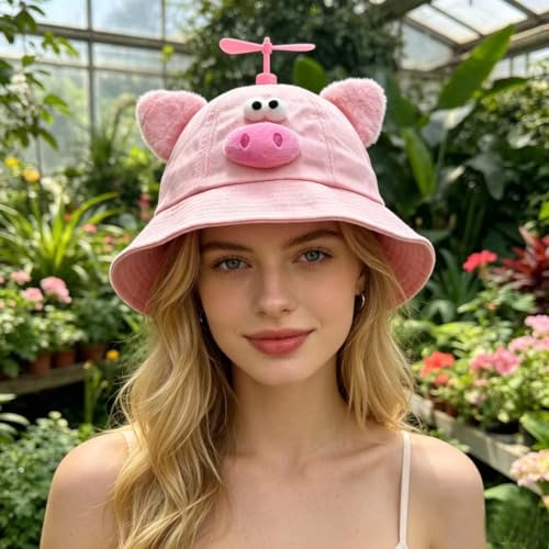 Pig Propeller Hat for Adults | Fun Summer Bucket Hat Costume