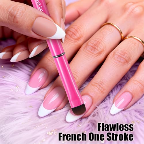 Kolinsky Sable French Tip Brush - Precision Nail Art Tool F14 Pink
