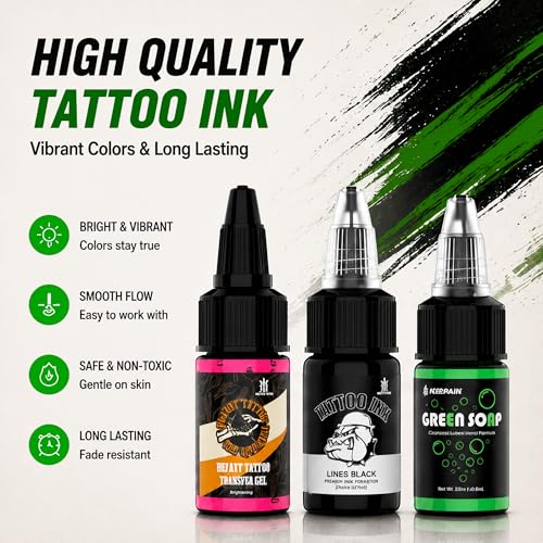 Multicolor Tattoo Practice Kit for Beginners with Skin, Needles, and Supplies