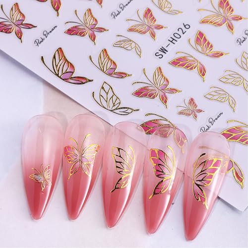 GCSQW Flower Butterfly-4 Nail Art Stickers 6 Sheets Spring & Summer Design