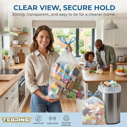1.2 Gallon Drawstring Trash Bags, Unscented, Leakproof, 150 Count