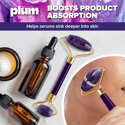 Amethyst Facial Roller by Plum Beauty - Reduces Puffiness & Dark Circles