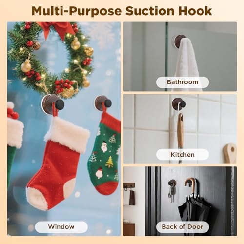 OUTXE Heavy Duty Suction Cup Wreath Hanger - 2-Pack for All Seasons