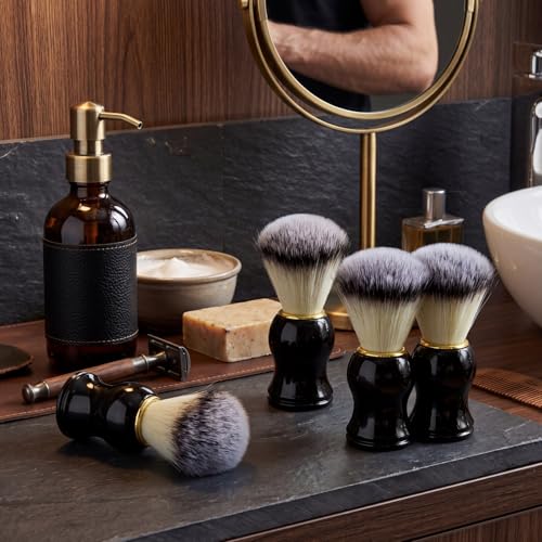 Patelai 4-Pack Handcrafted Shaving Brushes for Men - Premium Bamboo & Synthetic Bristles