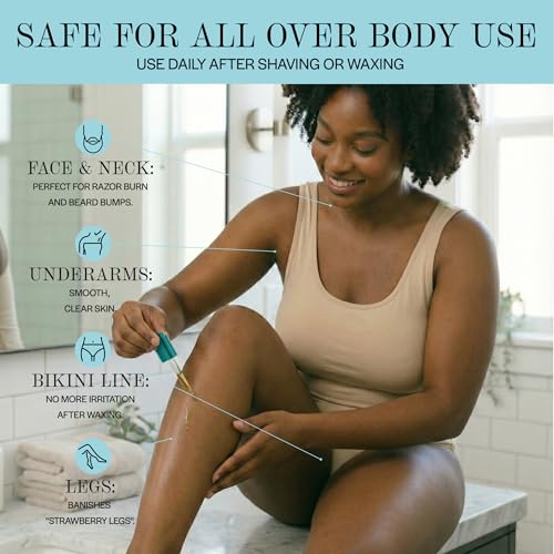 BASE LABORATORIES Ingrown Hair Treatment Oil ? Soothing After Shave Oil Prevents Ingrown Hairs, Soothes Razor Bumps for Bikini Area, Legs, Underarms, Neck, Beard & Face ? Tea Tree, Jojoba 1oz (30ml)