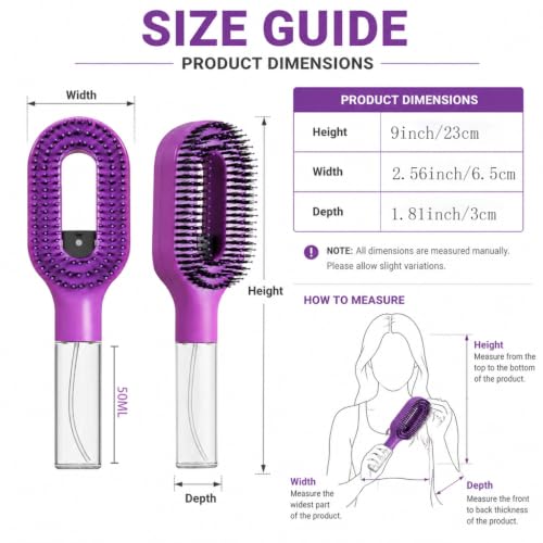 Akimomaty Hair Detangler Brush with Built-in Mist Sprayer, Purple