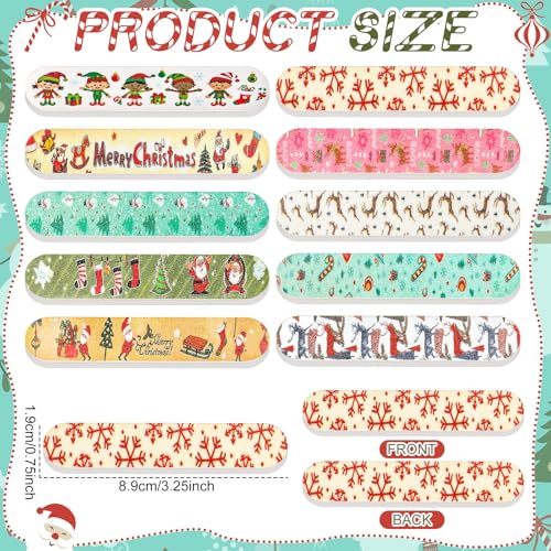 100 Pack Christmas Mini Nail Files - Double-Sided Holiday Emery Boards