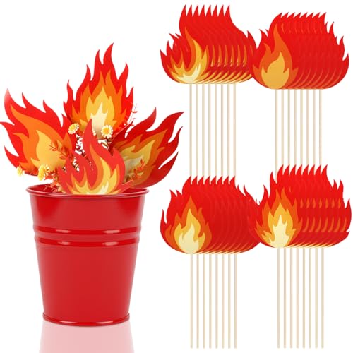 Yungyan 48 Pcs Firefighter Party Decoration Sticks - Flame Cutouts