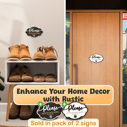 Please Remove Your Shoes Sign - 2 Pack Wood Signs for Entryway Decor