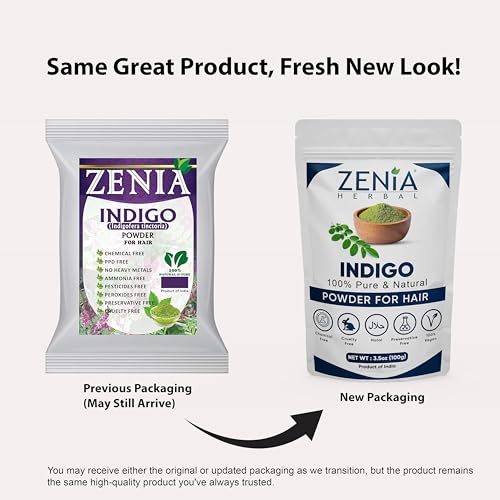 Zenia Indigo Powder 100g - Natural Hair & Beard Dye Indigofera Tinctoria