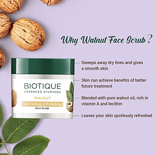 Biotique Walnut Exfoliating Face Scrub for Normal to Dry Skin 50g