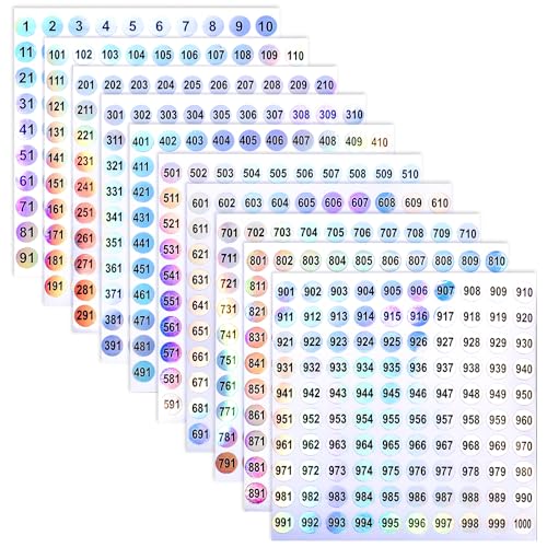 Self-Adhesive Number Stickers 1-1000 - Waterproof Round Labels