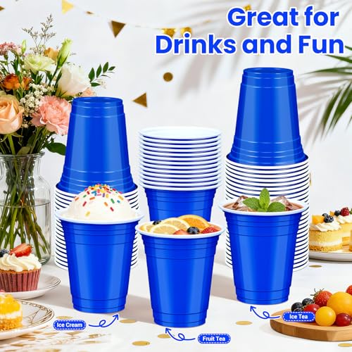 50 Dark Blue 12 oz Disposable Plastic Cups for Parties