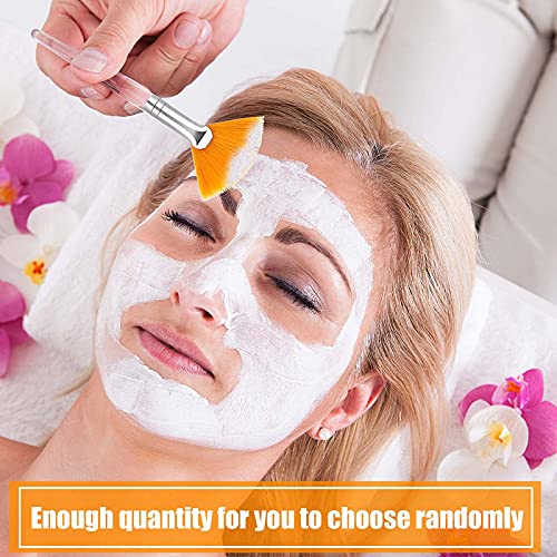 Patelai 14 Pack Yellow Fan-Shaped Facial Mask Brush Set for Skincare & Makeup